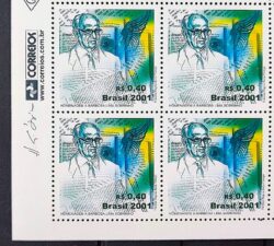 C 2386 Selo Barbosa Lima Sobrinho Jornal Jornalismo 2001 Quadra Vinheta Correios