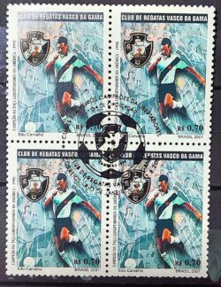 C 2401 Selo Campeoes da Libertadores Futebol Vasco da Gama Navio 2001 Quadra CBC RJ