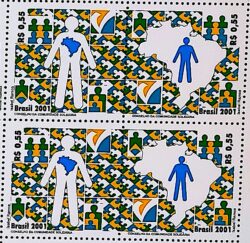 C 2402 Selo Programas do Conselho da Comunidade Solidaria Bandeira Mapa 2001 Quadra