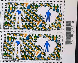 C 2402 Selo Programas do Conselho da Comunidade Solidaria Bandeira Mapa 2001 Quadra Codigo de Barras