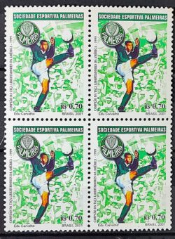 C 2404 Selo Campeoes da Libertadores Futebol Palmeiras 2001 Quadra