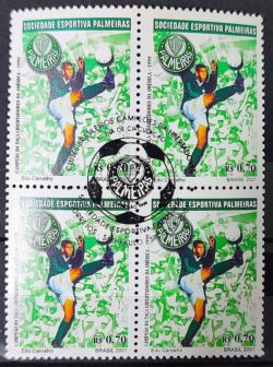 C 2404 Selo Campeoes da Libertadores Futebol Palmeiras 2001 Quadra CBC SP