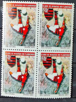 C 2430 Selo Campeoes da Libertadores Futebol Flamengo 2001 Quadra