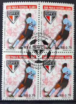 C 2438 Selo Campeoes da Libertadores Futebol Sao Paulo 2001 Quadra CBC SP
