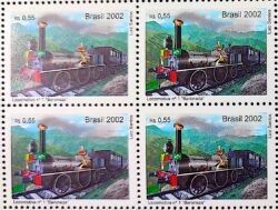 C 2488 Selo Locomotiva Baroneza Trem Transporte Bandeira 2002 Quadra Posicao AA/AA