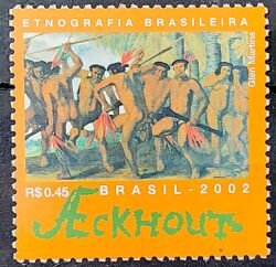 C 2497 Selo Etnografia Brasileira Pintura Arte Ackhout Indio Holanda 2002
