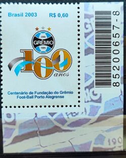 C 2542 Selo Despersonalizado Gremio Futebol 2003 Codigo de Barras