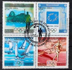 C 2574 Selo Olimpiadas de Atenas Vela Atletismo 2004 Serie Completa CBC RJ