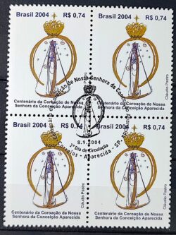 C 2595 Selo Coroacao de Nossa Senhora da Conceicao Aparecida 2004 Quadra CBC SP
