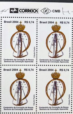 C 2595 Selo Coroacao de Nossa Senhora da Conceicao Aparecida 2004 Quadra Vinheta Correios