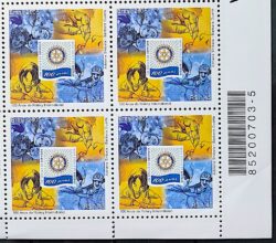 C 2604 Selo 100 Anos do Rotary Internacional 2005 Quadra Codigo de Barras