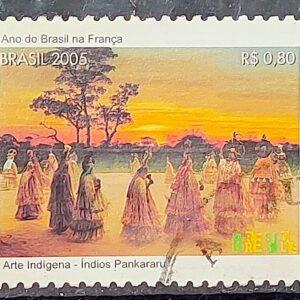 C 2614 Selo Ano do Brasil na Franca Arte Indigena Indio Pankararu 2005 Circulado 1