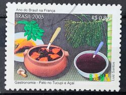 C 2614 Selo Ano do Brasil na Franca Gastronomia Pato no Tucupi Acai 2005 Circulado 1
