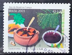 C 2614 Selo Ano do Brasil na Franca Gastronomia Pato no Tucupi Acai 2005 Circulado 2