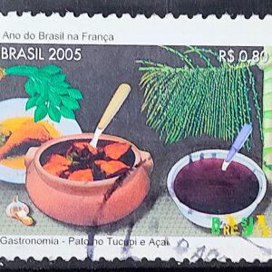 C 2614 Selo Ano do Brasil na Franca Gastronomia Pato no Tucupi Acai 2005 Circulado 2