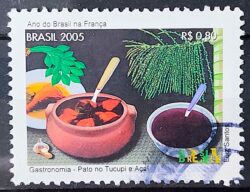 C 2614 Selo Ano do Brasil na Franca Gastronomia Pato no Tucupi Acai 2005 Circulado 3