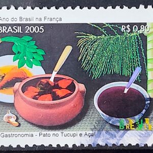 C 2614 Selo Ano do Brasil na Franca Gastronomia Pato no Tucupi Acai 2005 Circulado 3