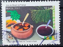 C 2614 Selo Ano do Brasil na Franca Gastronomia Pato no Tucupi Acai 2005 Circulado 4