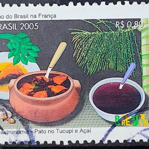 C 2614 Selo Ano do Brasil na Franca Gastronomia Pato no Tucupi Acai 2005 Circulado 4