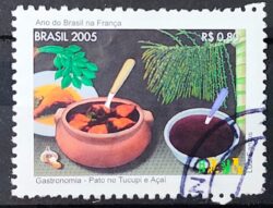 C 2614 Selo Ano do Brasil na Franca Gastronomia Pato no Tucupi Acai 2005 Circulado 5