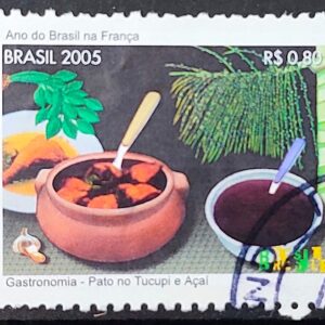 C 2614 Selo Ano do Brasil na Franca Gastronomia Pato no Tucupi Acai 2005 Circulado 5