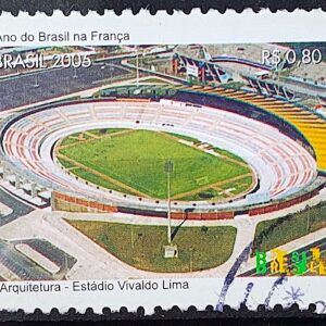 C 2616 Selo Ano do Brasil na Franca Arquitetura Estadio Futebol 2005 Circulado 1