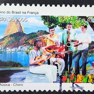 C 2616 Selo Ano do Brasil na Franca Musica Chorinho Violao Saxofone Pandeiro 2005 Circulado 1