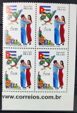 C 2627 Selo Emissao Conjunta Brasil Cuba Son Bandeira Danca Ave 2005 Quadra Vinheta Site