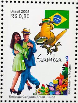 C 2628 Selo Emissao Conjunta Brasil Cuba Samba Bandeira Danca Ave 2005