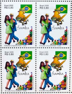 C 2628 Selo Emissao Conjunta Brasil Cuba Samba Bandeira Danca Ave 2005 Quadra