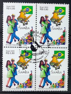 C 2628 Selo Emissao Conjunta Brasil Cuba Samba Danca Ave 2005 Quadra CBC RJ