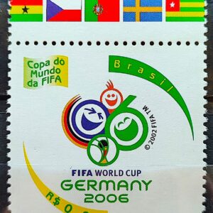 C 2647 Selo Copa do Mundo de Futebol da Alemanha 2006 Vinheta Bandeiras Republica Tcheca Portugal