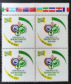 C 2647 Selo Copa do Mundo de Futebol da Alemanha Bandeira Croacia Franca Mexico 2006 Quadra