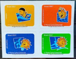 C 2673 Selo XV Jogos Pan Americanos Rio de Janeiro Natacao 2007 Quadra