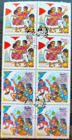 C 2675 Selo Trajes Tipicos Carimbo Frevo Musica Danca 2007 Serie Completa Quadra CBC Para Belem