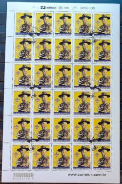 C 2689 Selo 100 Anos do Escotismo Baden Powel Escoteiro 2007 Folha CBC BSB