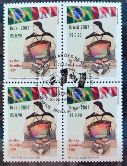 C 2694 Selo Relacoes Diplomaticas Brasil Canada Gaita Acordeao Sanfona Musica 2007 Quadra CBC Brasilia