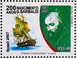C 2695 Selo 200 Anos Giuseppe Garibaldi Revolucao Farroupilha Navio Cavalo 2007
