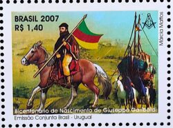 C 2696 Selo 200 Anos Giuseppe Garibaldi Revolucao Farroupilha Navio Cavalo 2007