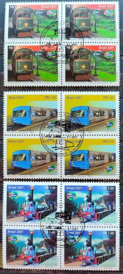 C 2697 Selo Transportes Ferroviarios Trem Locomotiva 2007 Quadra CBC RJ Serie Completa