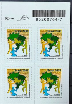 C 2729 Selo Conferencia Nacional da Juventude Mapa 2008 Quadra Codigo de Barras