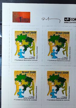 C 2729 Selo Conferencia Nacional da Juventude Mapa 2008 Quadra Vinheta Conf