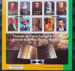 C 2736 Selo Herois Nacionais Dom Pedro Santos Dumont 2008 Com Vinheta e CBC Brasilia