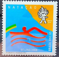 C 2760 Selo Olimpiadas da China Natacao 2008