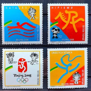 C 2760 Selo Olimpiadas da China Natacao Hipismo Ginastica Logomarca 2008 Serie Completa