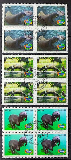 C 2763 Selo Animais Amazonicos Peixe Boi Lontra Ariranha 2008 Quadra CBC AM Serie Completa