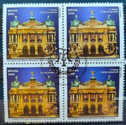 C 2823 Selo Centenario Teatro Municipal Rio de Janeiro Arte 2009 Quadra CBC RJ
