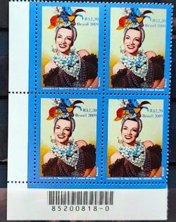 C 2906 Selo Carmen Miranda Musica Mulher 2009 Quadra Codigo de Barras 2