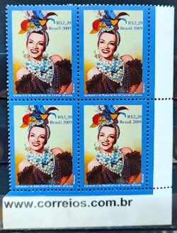 C 2906 Selo Carmen Miranda Musica Mulher 2009 Quadra Vinheta Site