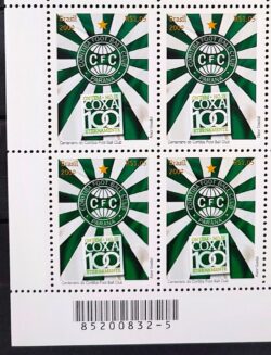 C 2909 Selo Centenario do Coritiba Futebol 2009 Quadra Codigo de Barras